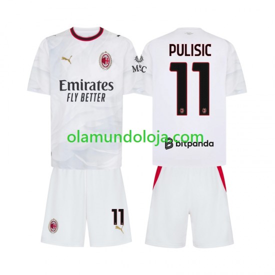 Camisola AC Milan Pulisic 11 Criança Equipamento Segundo 2026-2027 Manga Curta
